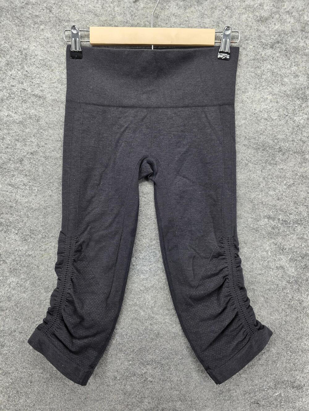 Lululemon Capri Leggings Womens 4 Gray High Rise Ruched Yoga Athletic Gym